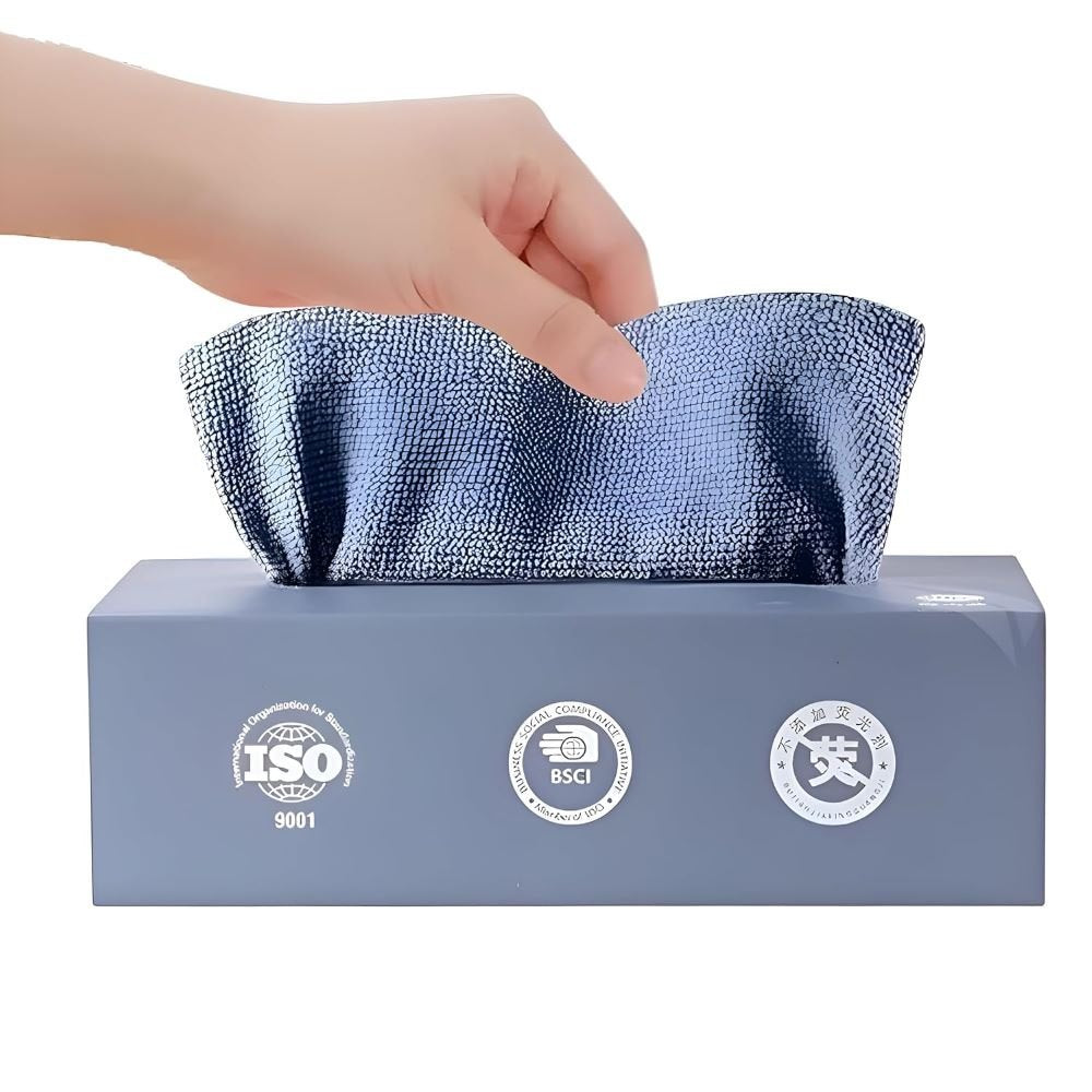 20PCS Disposable Microfiber Cleaning Cloths – Soft, Reusable Kitchen Towels in Tissue-Box Dispenser | Multi-Purpose Absorbent Rags for Household, Dishes, Hands & Surfaces