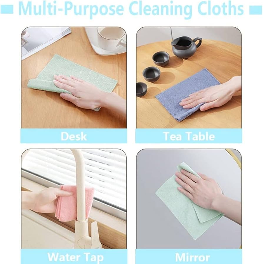 20PCS Disposable Microfiber Cleaning Cloths – Soft, Reusable Kitchen Towels in Tissue-Box Dispenser | Multi-Purpose Absorbent Rags for Household, Dishes, Hands & Surfaces