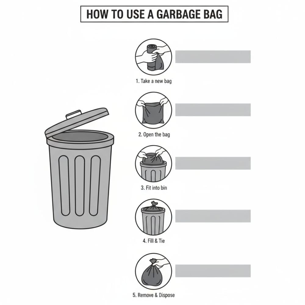 15 Garbage Bags  Extra Large (XL) Size 30 X 37 Inches  Biodegradable Dustbin Bag  Trash Bag