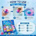 Bath Bombs Gift Set for Kids – 12 Colorful Ocean-Themed Fizzing Bath Bombs with Surprise Toy Inside | Moisturizing Foam for Soft Skin & Fun Bath Time Treats