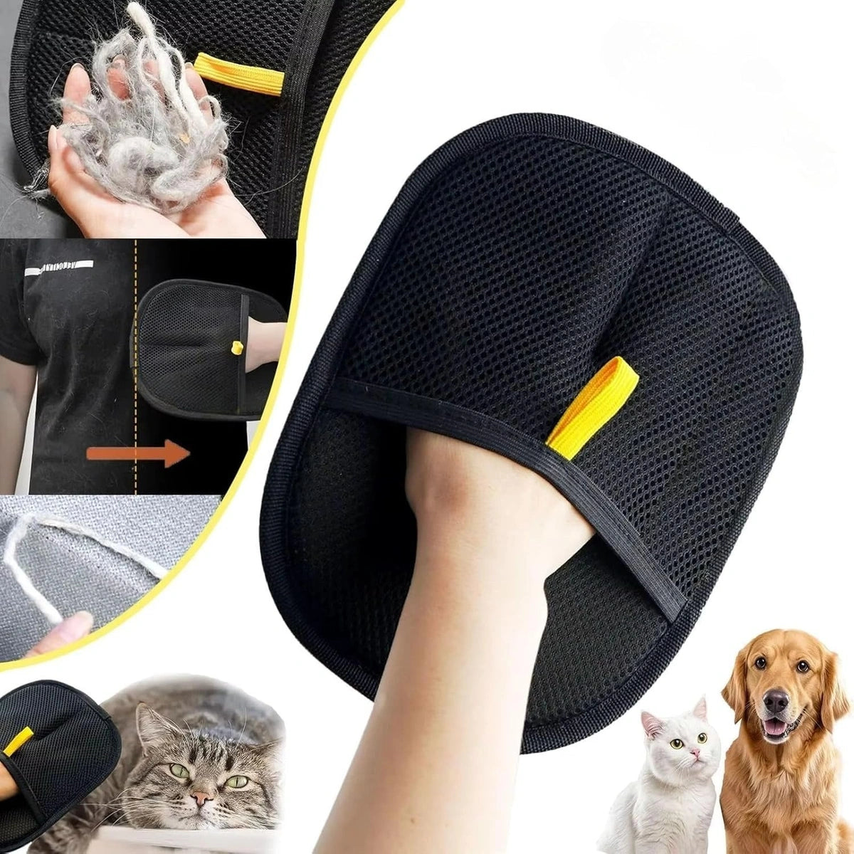 Pet Hair Removal Glove for Cats & Dogs, Five-Finger Electrostatic Pet Hair Gloves, Reusable Pet Hair Remover Tool for Clothing, Couch, Carpet, Car Seat (Pack of 1)
