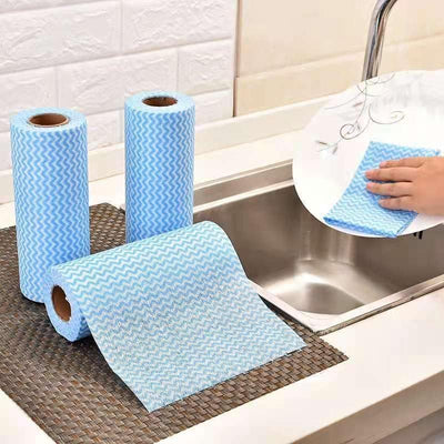 MasteelfCA Roll of 50pcs Disposable Nonstick Wiping Rags House Cleaning Cloth Kitchen Dish Dishcloth (Random Color)