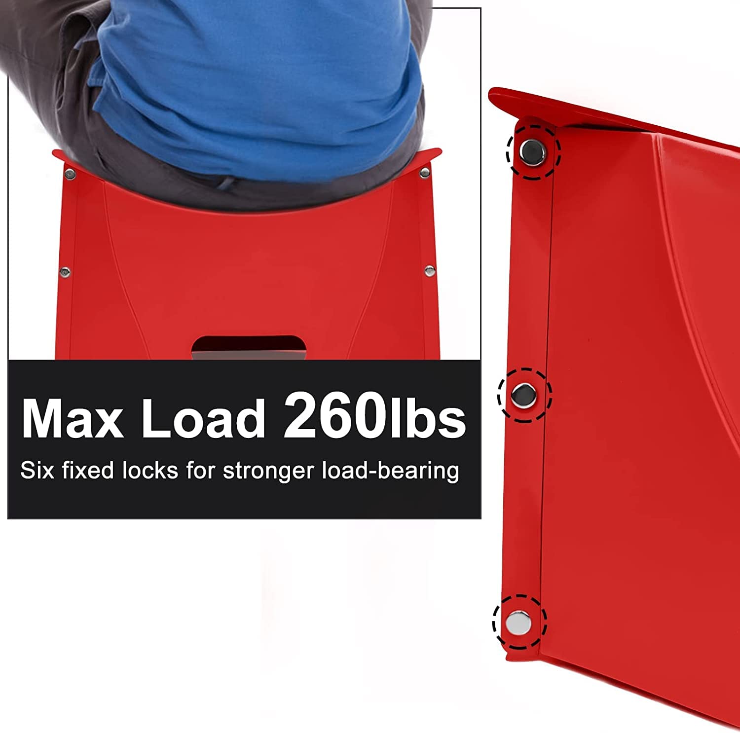 Sturdy & Lite Weight for Train Subway Camping Portable Folding Plastic Paper Stool for Hiking Fishing Opens Easily, Easy to Carry (Pack of 1, Red)