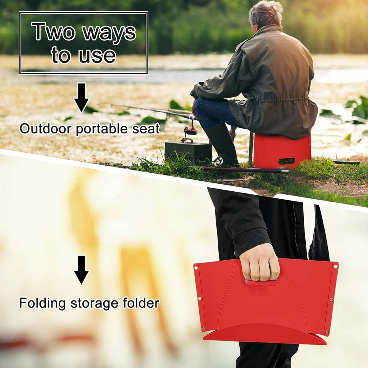 Sturdy & Lite Weight for Train Subway Camping Portable Folding Plastic Paper Stool for Hiking Fishing Opens Easily, Easy to Carry (Pack of 1, Red)