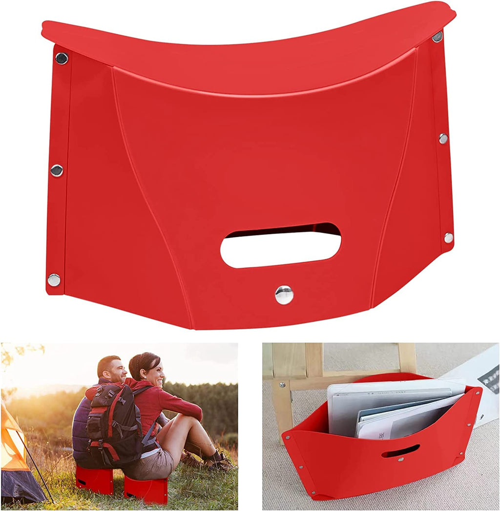 Sturdy & Lite Weight for Train Subway Camping Portable Folding Plastic Paper Stool for Hiking Fishing Opens Easily, Easy to Carry (Pack of 1, Red)