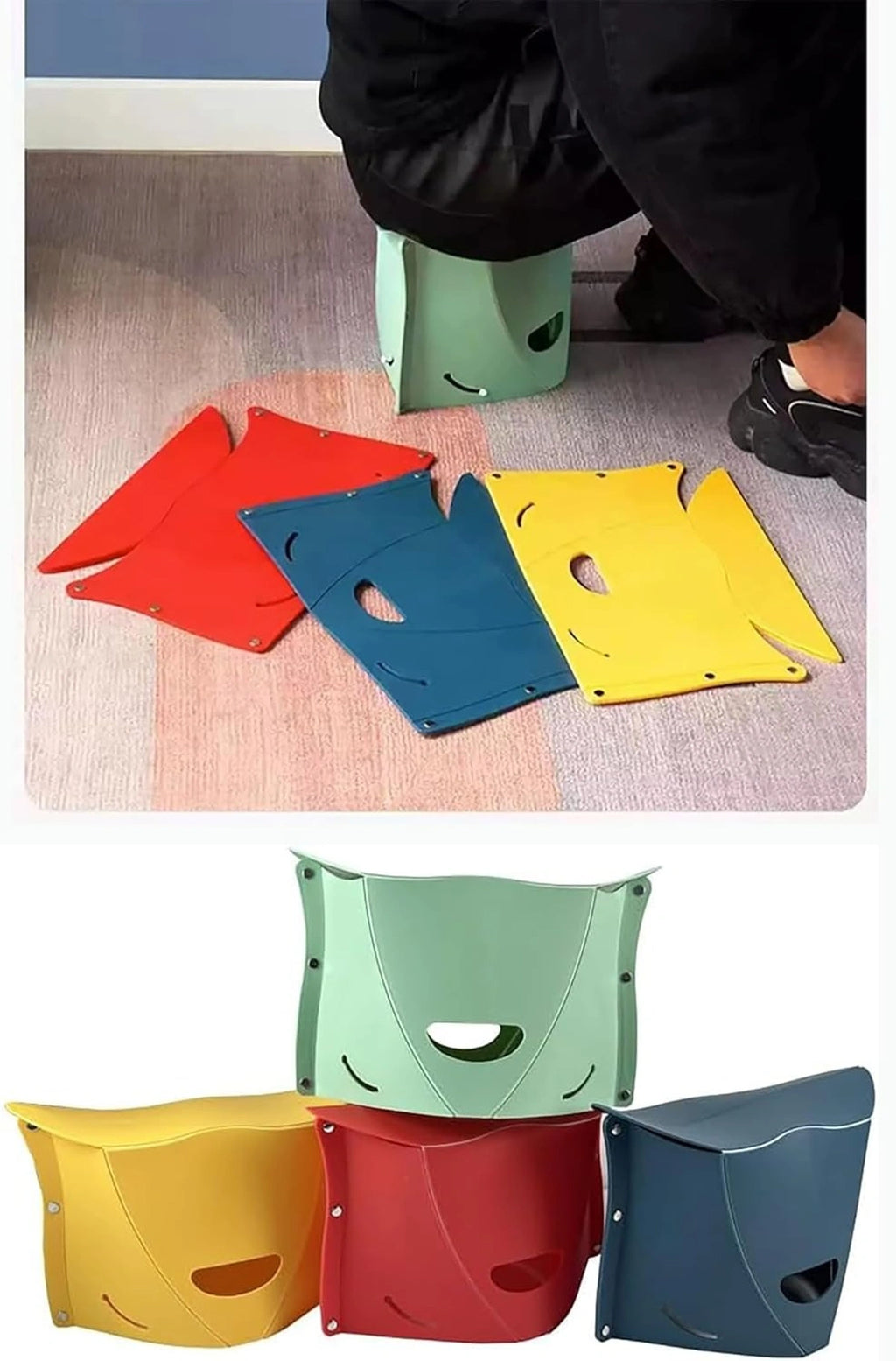Sturdy & Lite Weight for Train Subway Camping Portable Folding Plastic Paper Stool for Hiking Fishing Opens Easily, Easy to Carry (Pack of 1, Red)