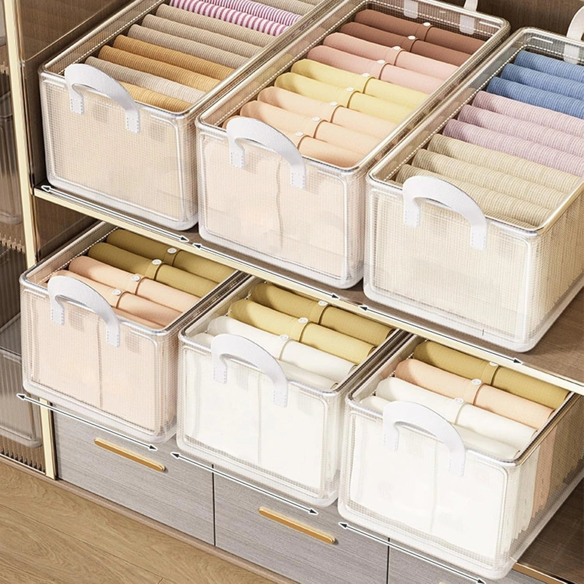 KANUPRIYA PVC Transparent Clothes Organizer Storage BoxSteel Frame Wardrobe OrganizerFoldable Clothes StorageTransparent Clothes Storage Box (26L PVC WHITE) Pack Of 1