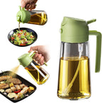 2-in-1 Oil Sprayer and Dispenser Bottle Glass Oil Spray Bottle for Kitchen, Air Fryer, Cooking, BBQ, Salad & Roasting (500ml)