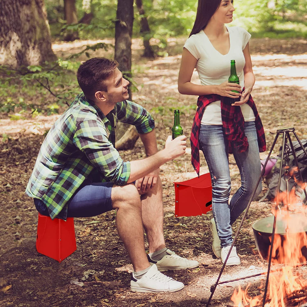 Sturdy & Lite Weight for Train Subway Camping Portable Folding Plastic Paper Stool for Hiking Fishing Opens Easily, Easy to Carry (Pack of 1, Red)