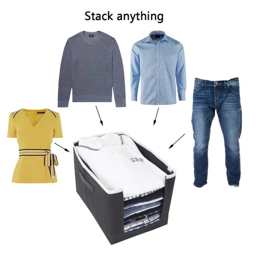 Closet Organizer-Foldable Shirts and Clothing Organizer Stackers(Pack of 3) Assorted Color