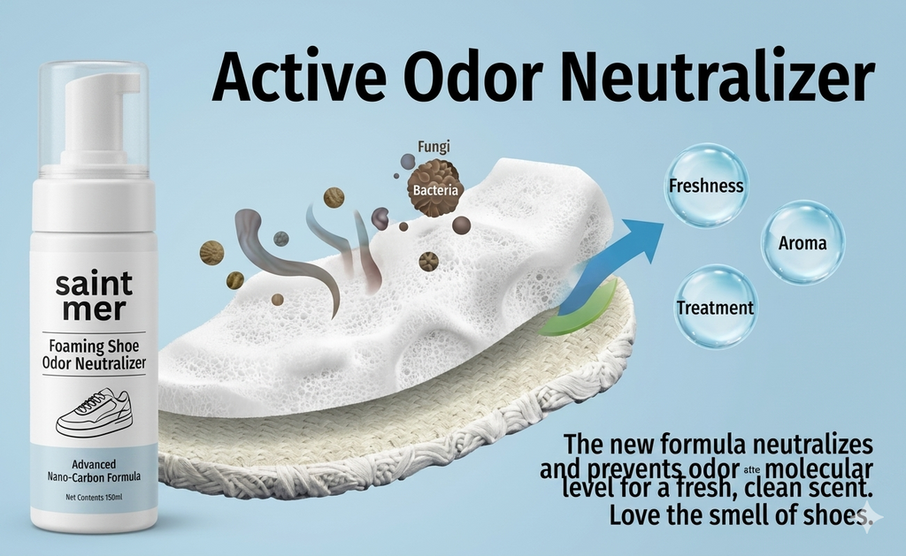 Shoe Form      Dispenses a dense, rich cleaning foam that spreads evenly across the surface of the shoe. It effectively lifts daily dirt, dust, and stubborn marks without over-saturating the material.